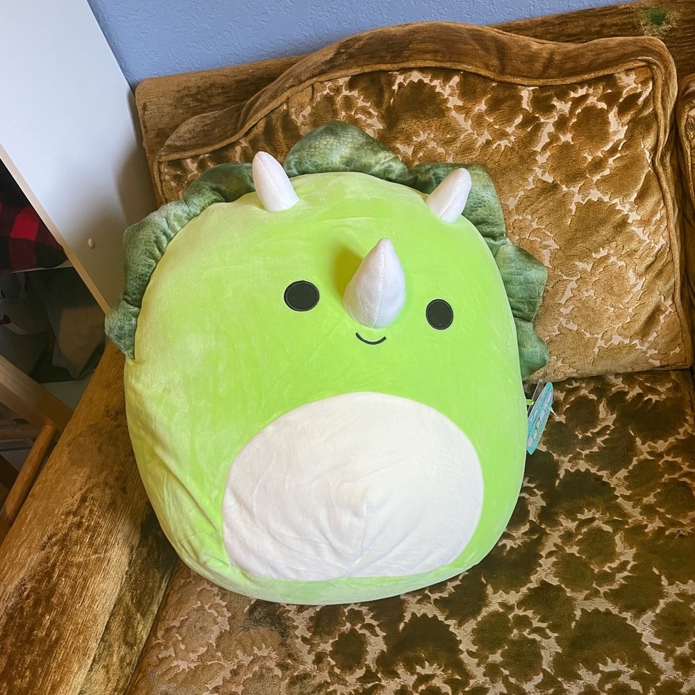 16”Tristan Squishmallow Green Dinosaur Triceratops